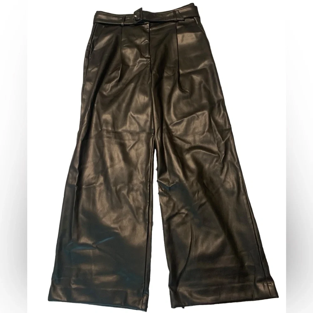 Loft Leather Belted Wide Leg Pants - Picture 4 of 4